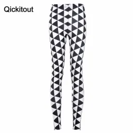 White And Black Lattice Patterned Legging Hot Simple Women Digital Printing Pants Drop Shipping Stock