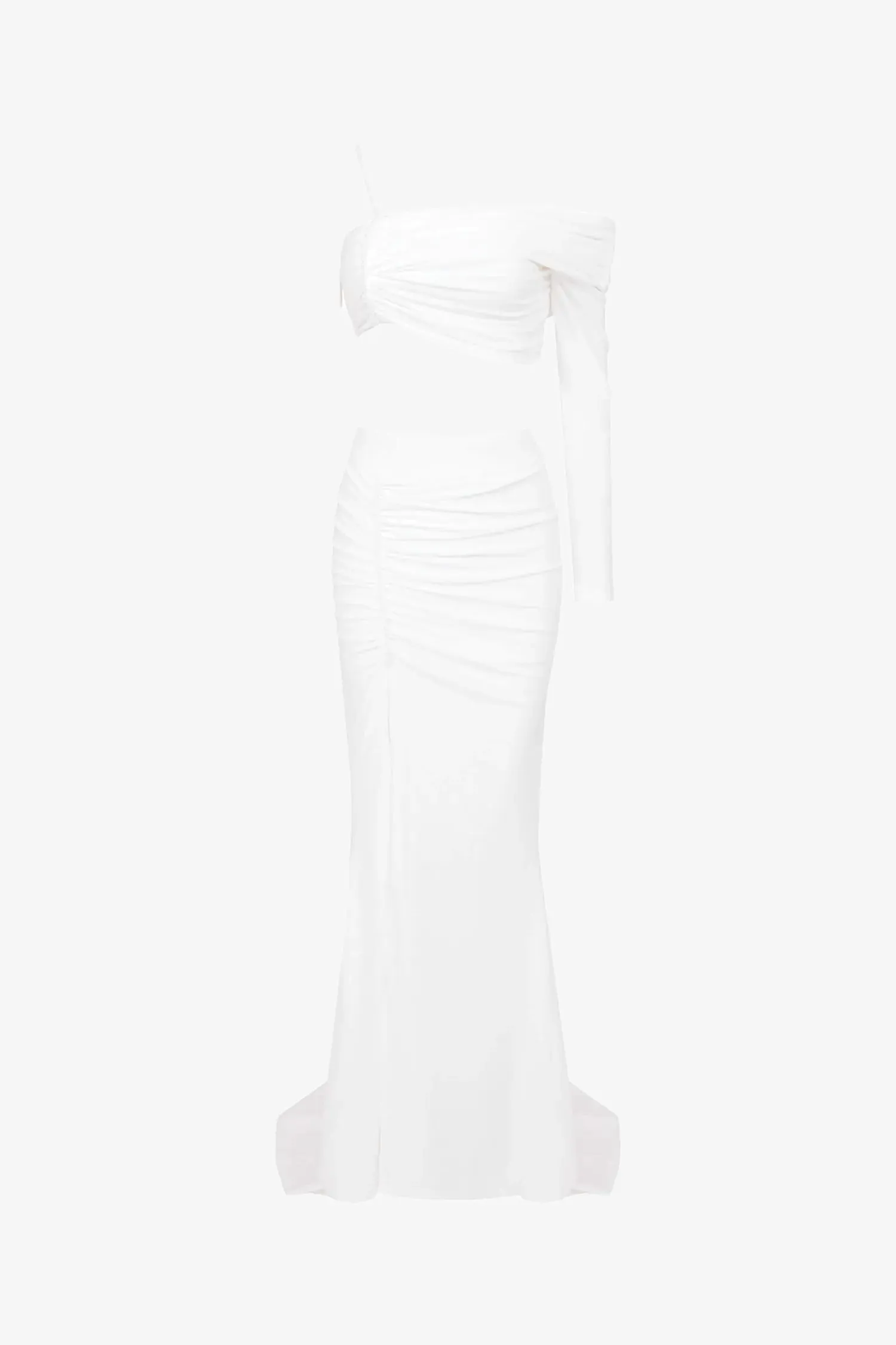 White One Shoulder Two Piece Mermaid Dress