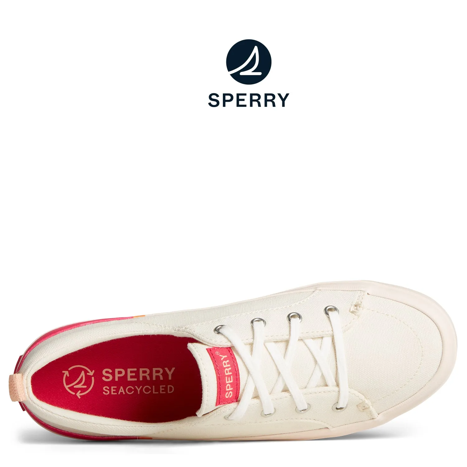 Optimized Title: **Womens SeaCycled™ Crest Vibe Stripes Pink Sneakers for Eco-Friendly Style**