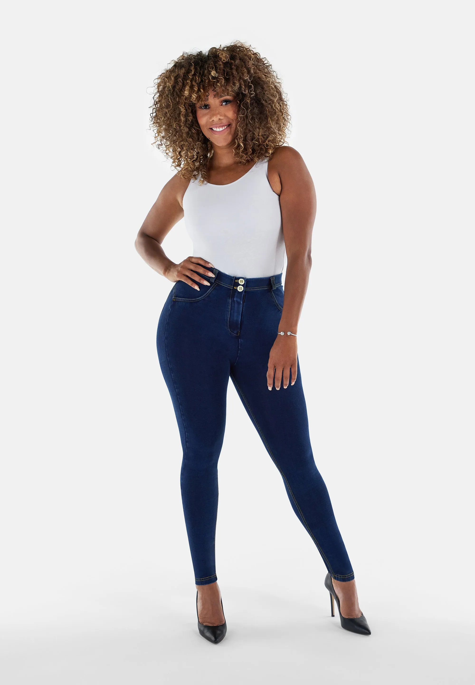 WR.UP® Denim - Classic Rise Full Length - Dark Rinse & Yellow Stitching