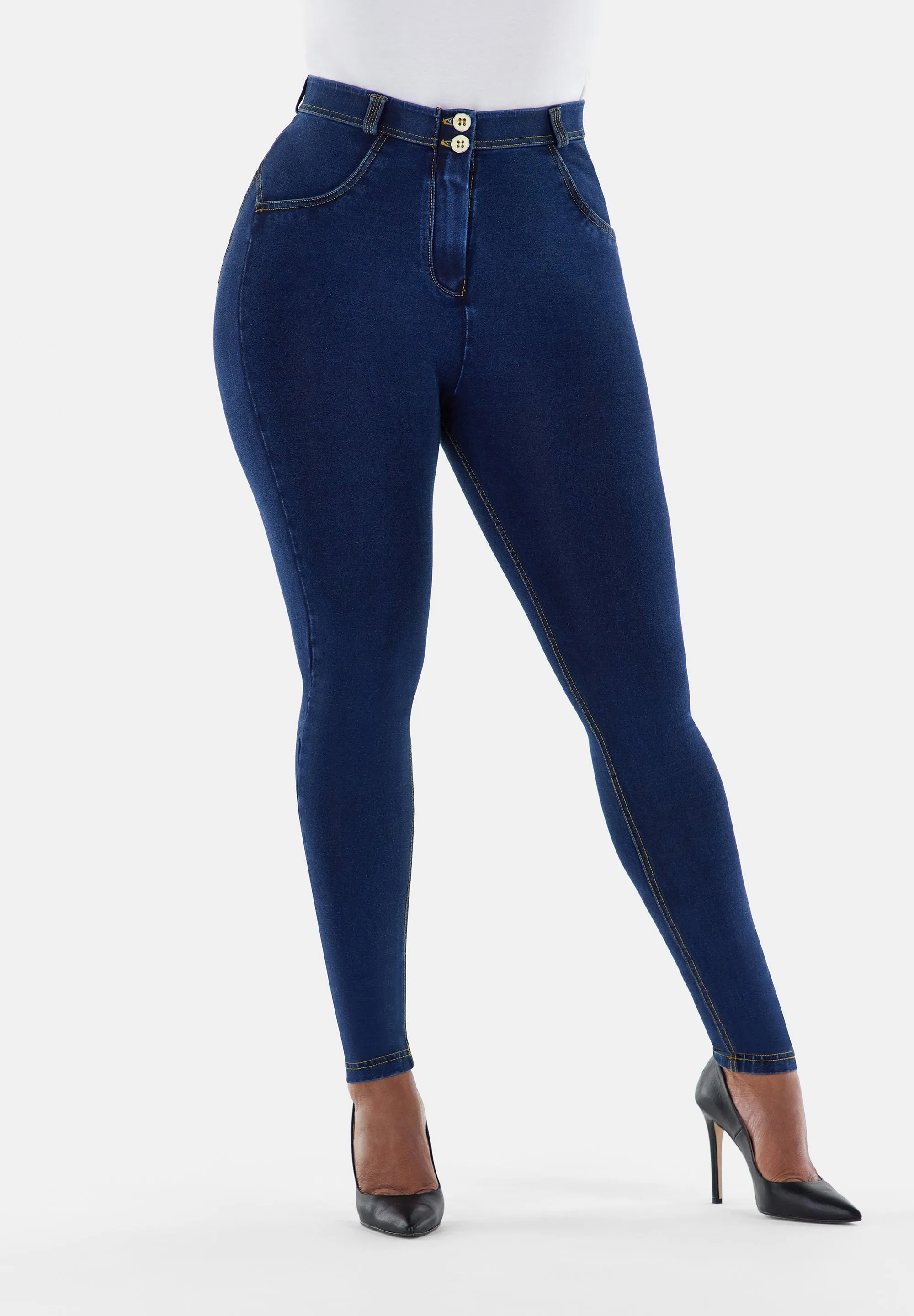 WR.UP® Denim - Classic Rise Full Length - Dark Rinse & Yellow Stitching